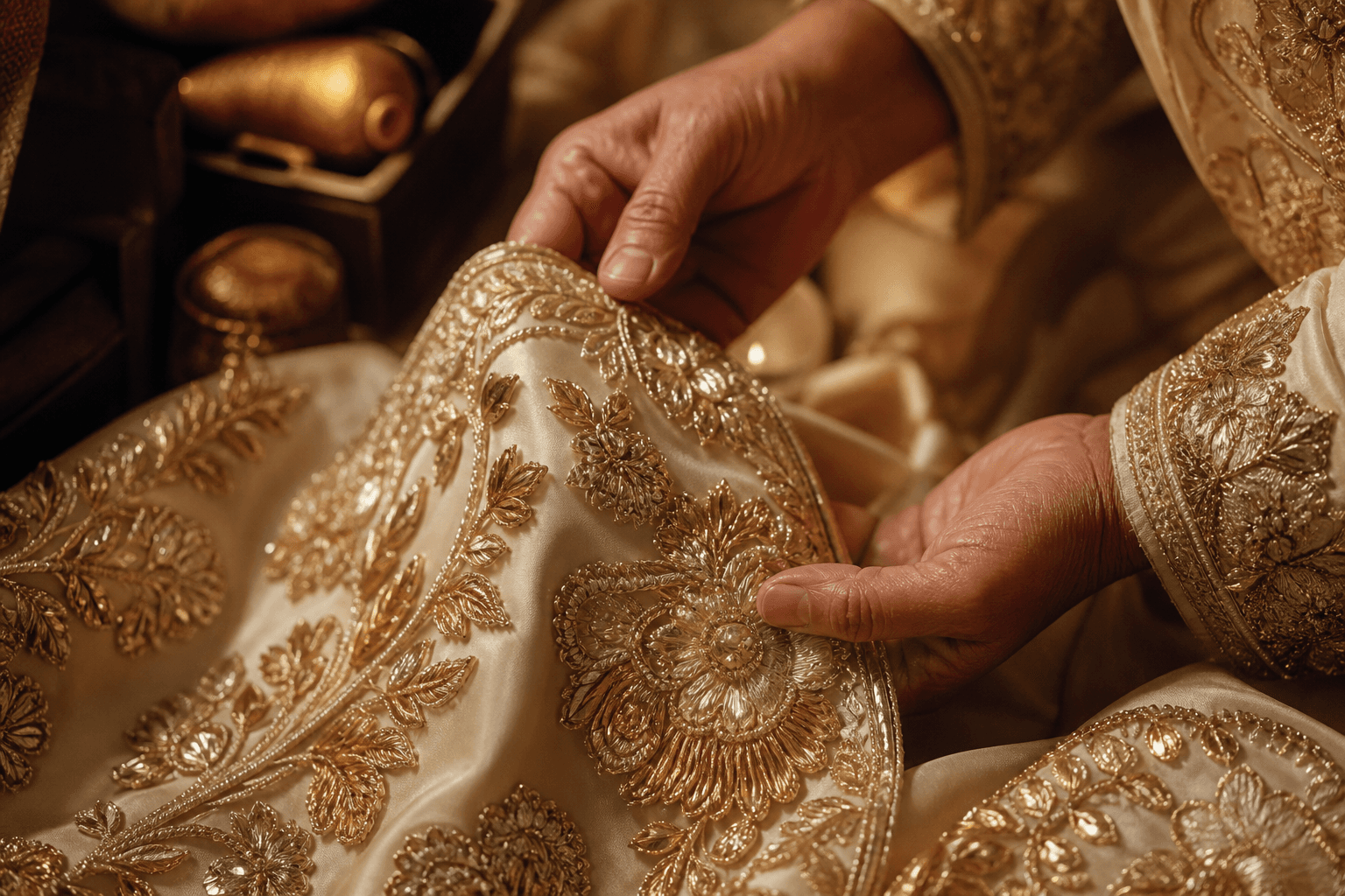 Zardozi embroidery close-up