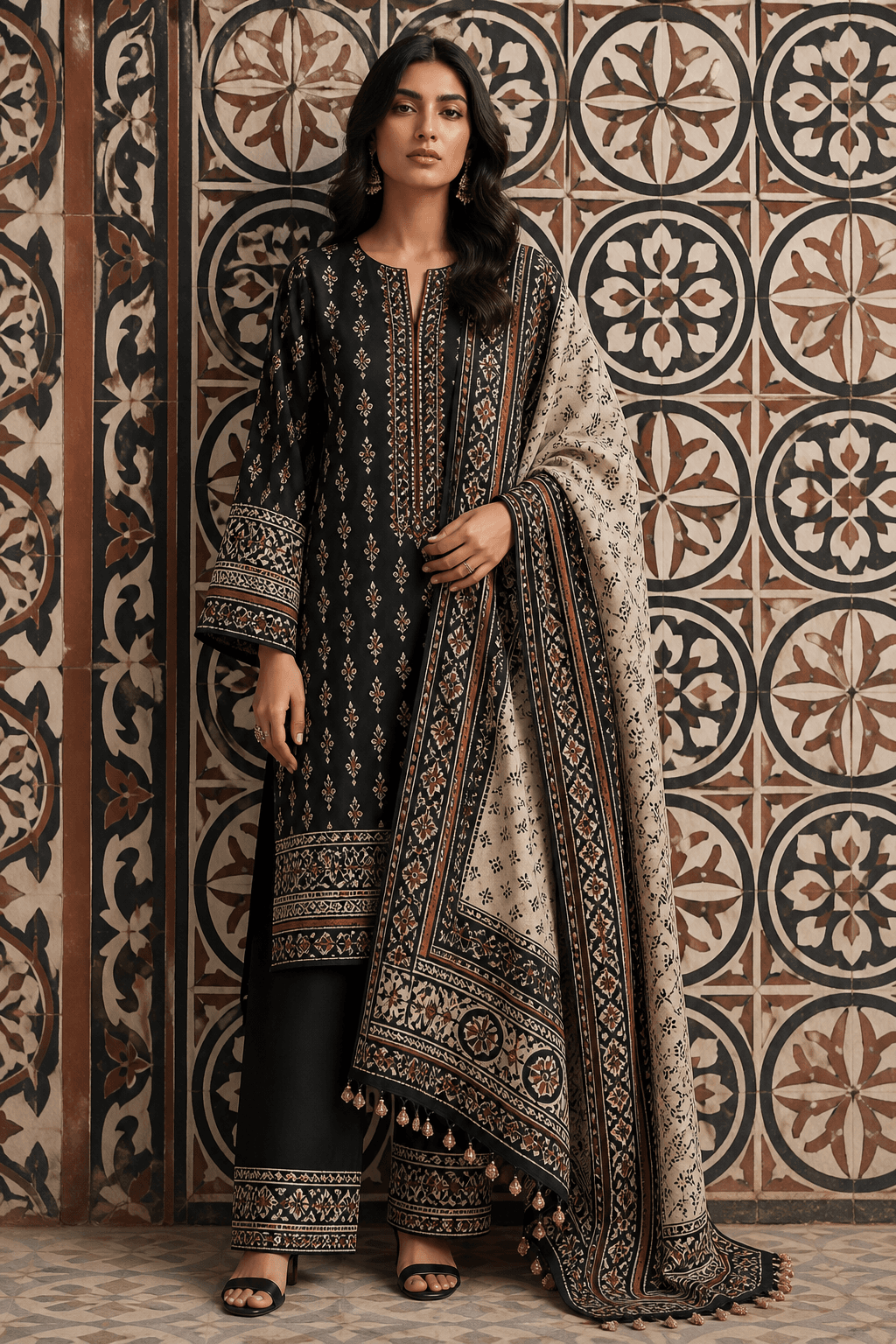 Ajrak set, front