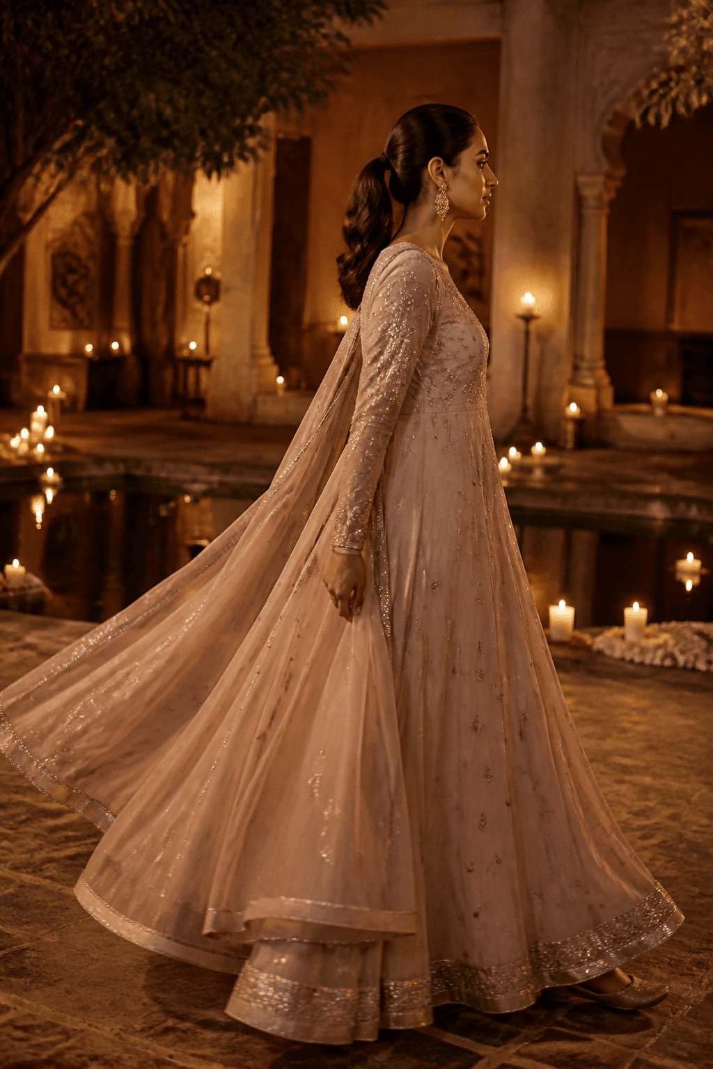 Blush anarkali, side