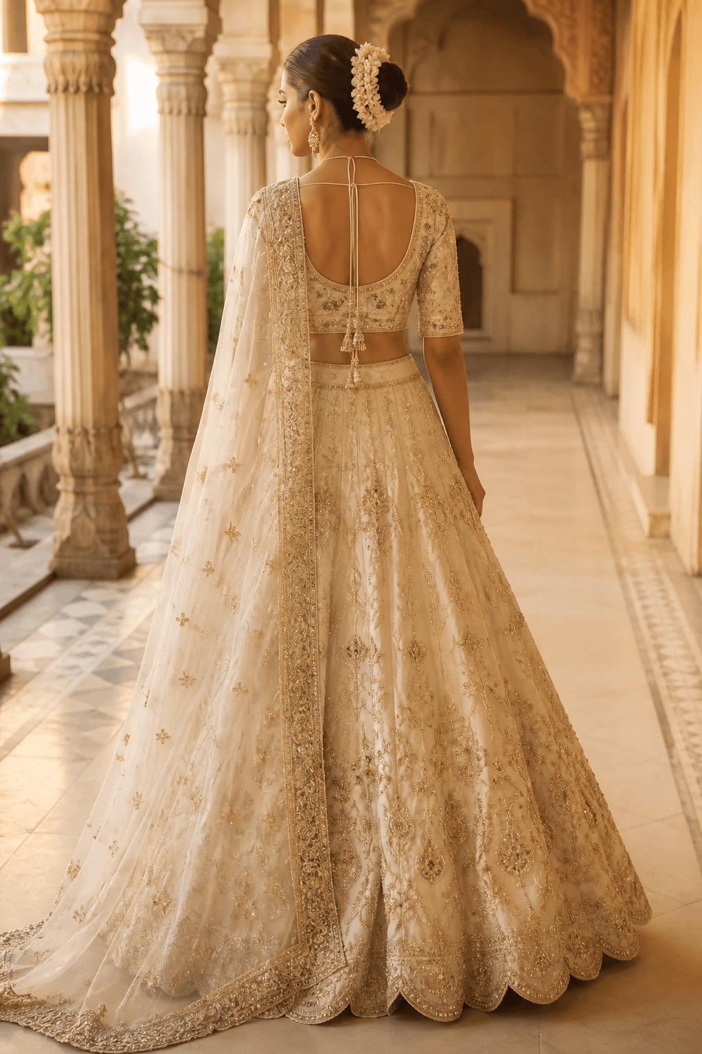 Ivory bridal, back