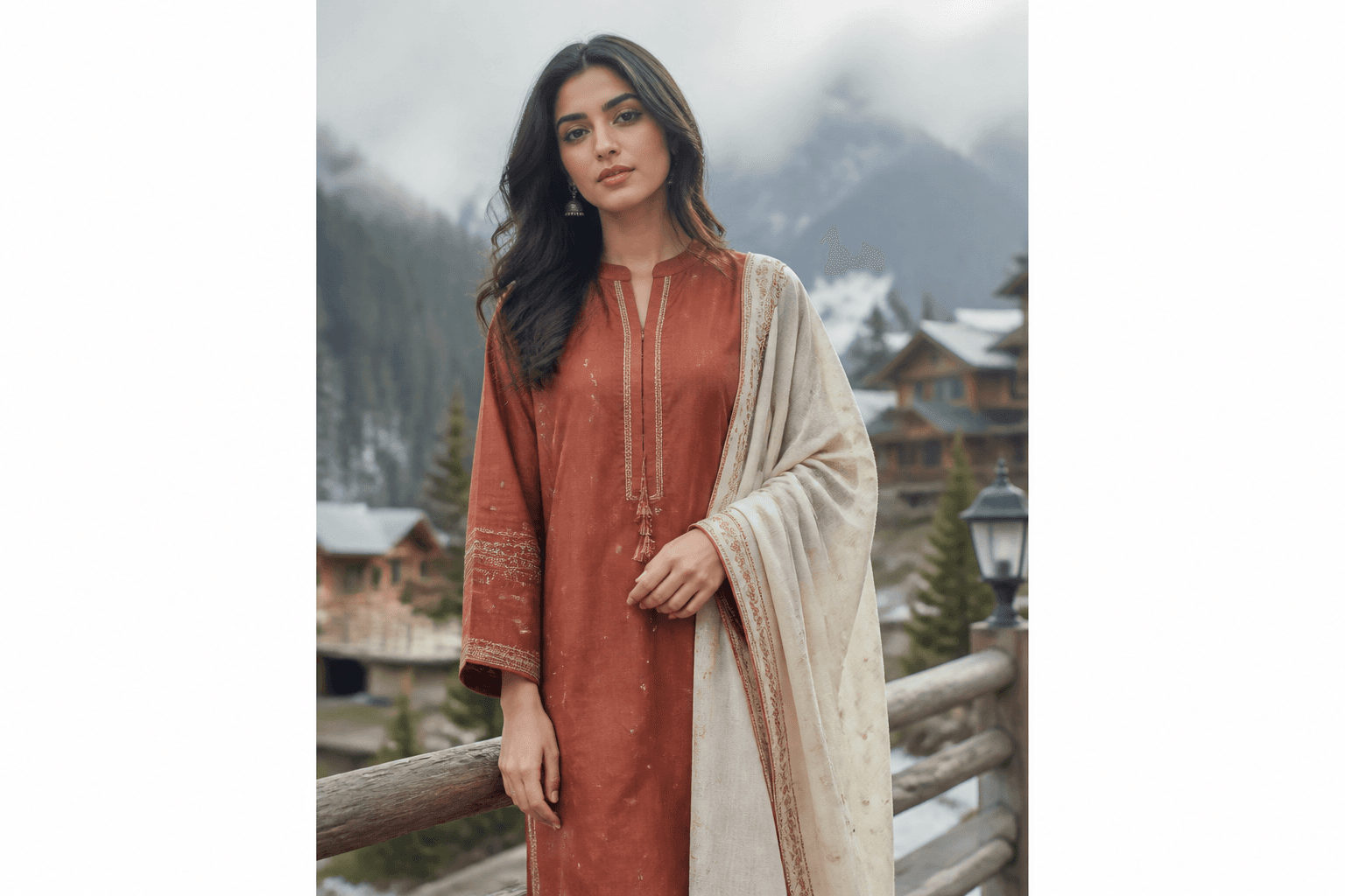 Murree Khaddar Set by Aneela & Sons — Pakistani pret in khaddar with resham, front view, punjab