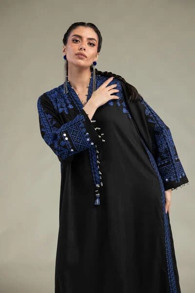 Ink Azure Ajrak Shawl Set — atelier photograph