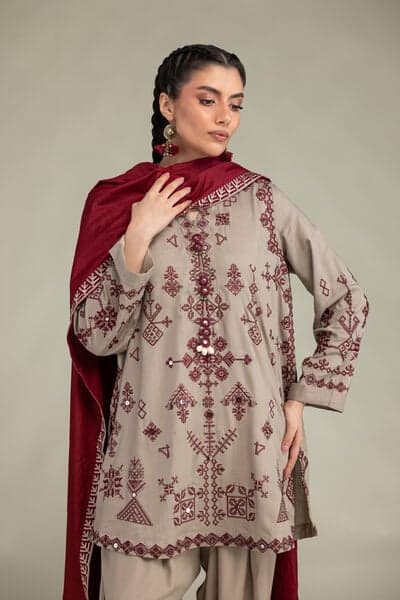 Taupe Maroon Mirror
